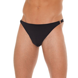 Mens Black GString With Metal Hoop Connectors