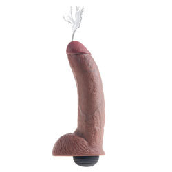 King Cock 9 Inch Squirting Cock With Balls Brown